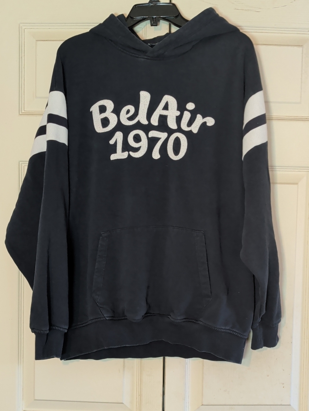Zara Navy Hoodie with White 'BelAir 1970' Script